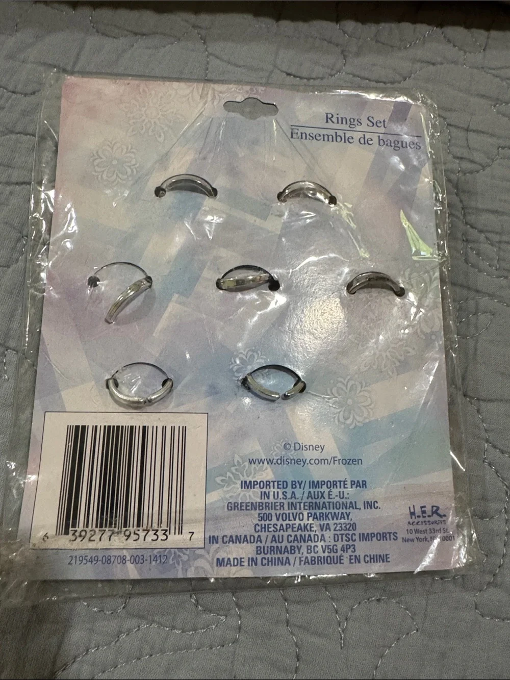 Disney Frozen Girls Pink and Silver Dress-Up Ring Set
